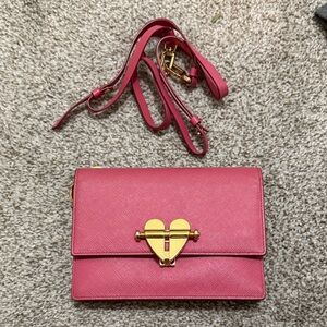 Pink Prada heart buckle crossbody